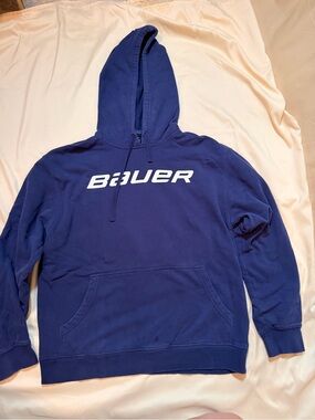 Bauer Navy Blue Pullover Hoodie with White Logo